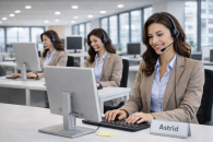 Astrid, the Webconnex AI Receptionist, taking calls in a modern contact centre